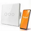Interruptor de luz Smart Touch Qoltec 3 canais Wi-Fi temporizador Tuya branco