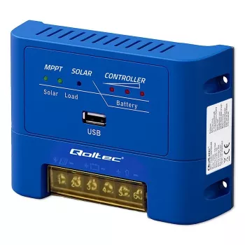 Controlador de carga solar QOLTEC MPPT 15A 12V/24V para LiFePO4, Gel, AGM, Flooded, Sealed Lead-Acid com LCD e RS485