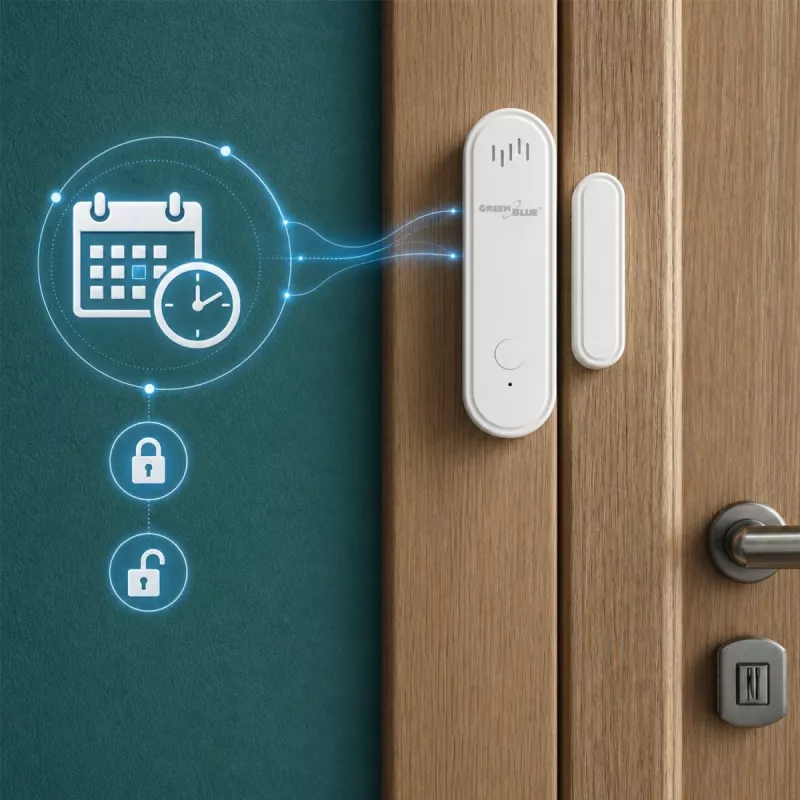 GREENBLUE GB478 Sensor de porta/janela WiFi sem fios – Contacto magnético inteligente, App Tuya & Gosund, Alexa/Google, a pilhas, branco