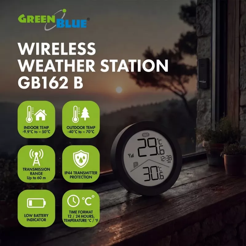 GREENBLUE Estação meteorológica sem fios GB162 B