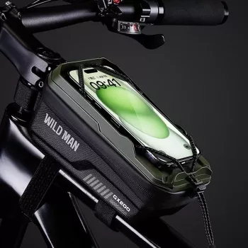 WILDMAN GX200 Bolsa de Quadro para Bicicleta com Suporte para Telemóvel, Verde
