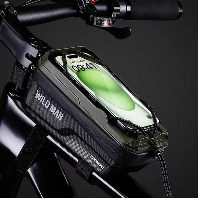 WILDMAN GX200 Bolsa de Quadro para Bicicleta com Suporte para Telemóvel, Verde