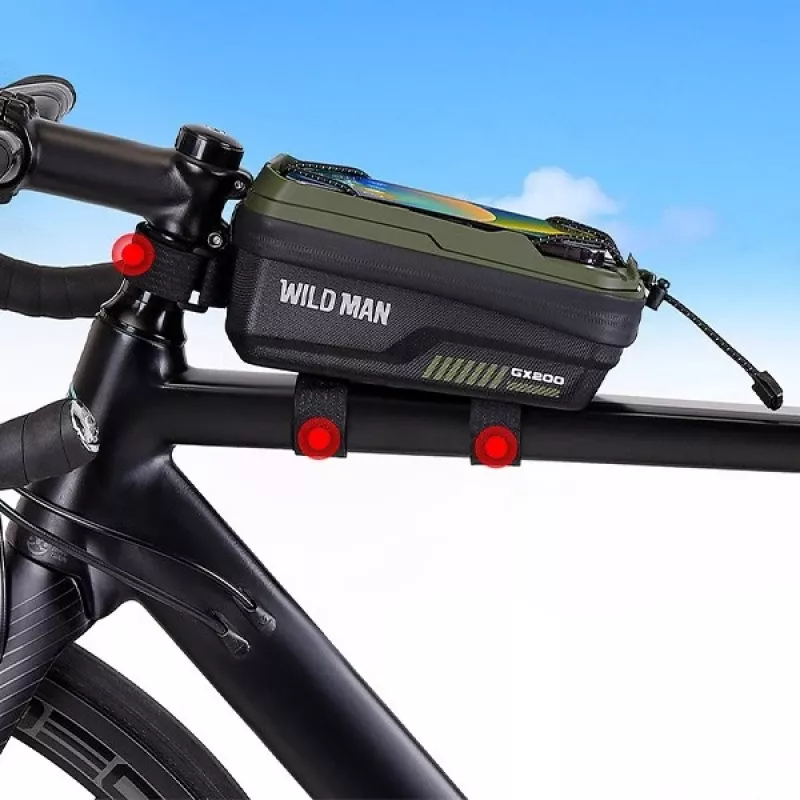 WILDMAN GX200 Bolsa de Quadro para Bicicleta com Suporte para Telemóvel, Verde