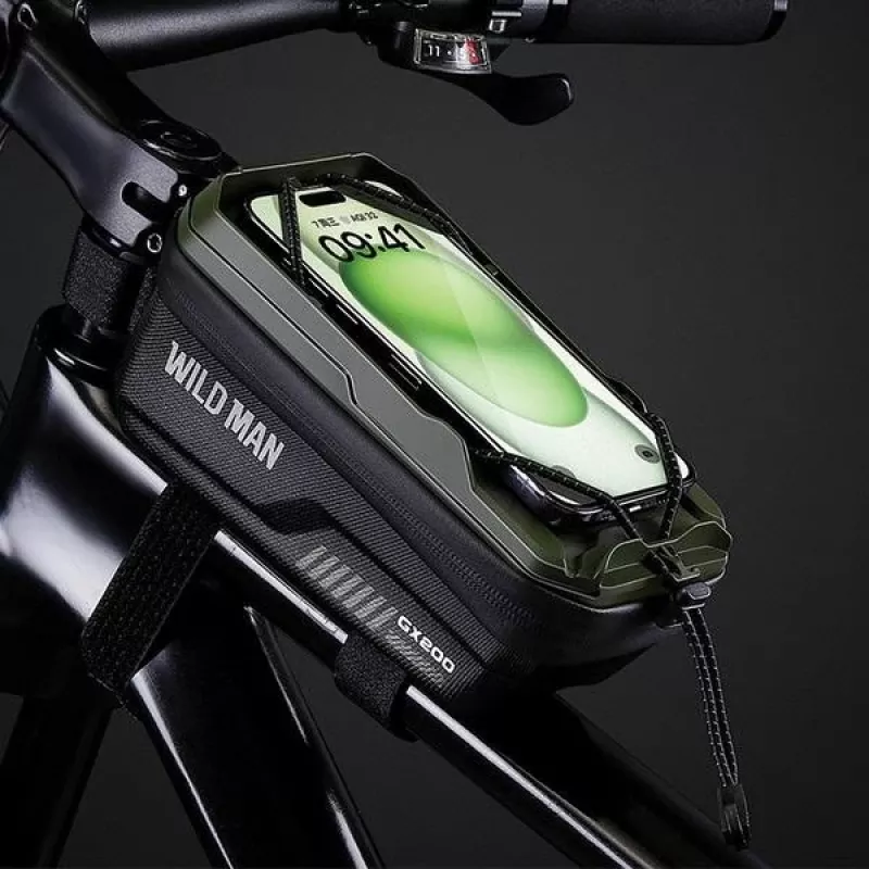 WILDMAN GX200 bolsa de quadro para bicicleta com suporte para telemóvel, Desert