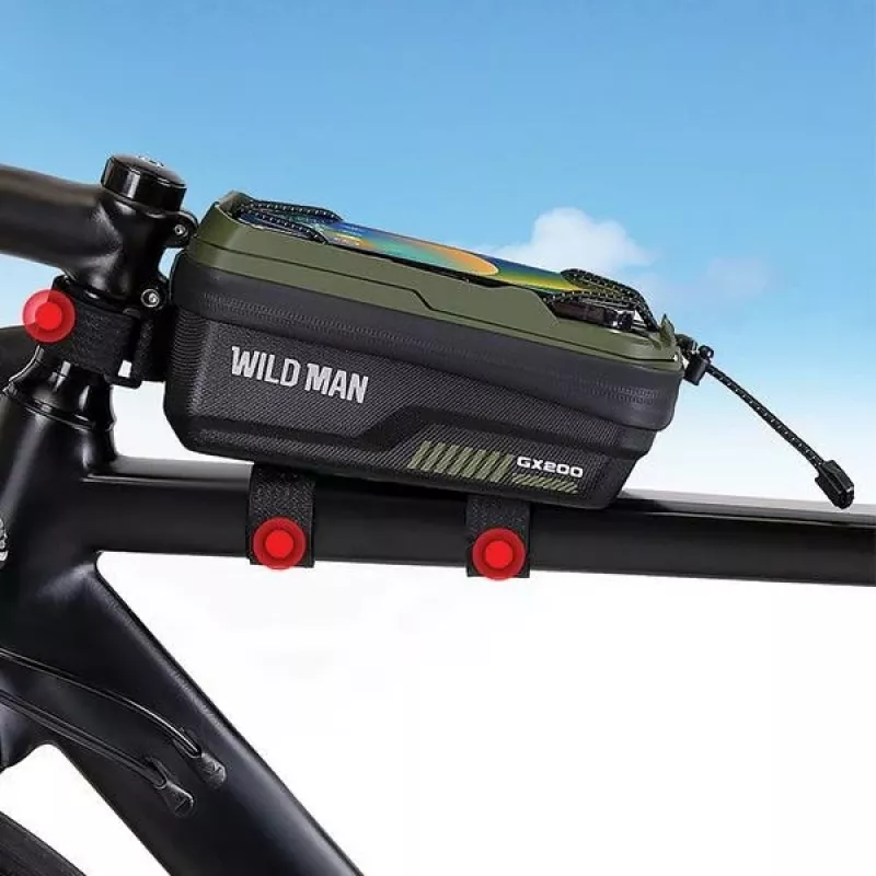 WILDMAN GX200 bolsa de quadro para bicicleta com suporte para telemóvel, Desert