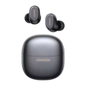 Auscultadores TWS True Wireless Bluetooth 5.0 UGREEN WS220 com estojo de carregamento, controlo por toque, proteção à água IPX4, microfone incorporado, autonomia total de 16h - preto