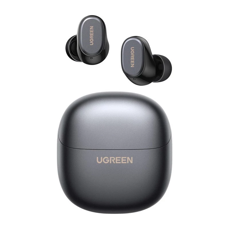 Auscultadores TWS True Wireless Bluetooth 5.0 UGREEN WS220 com estojo de carregamento, controlo por toque, proteção à água IPX4, microfone incorporado, autonomia total de 16h - preto
