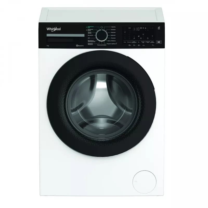 Máquina de lavar roupa Whirlpool WAM762WBBPL 7 kg 1200 rpm com tecnologia 6th Sense, FreshCare+, Clean+, 14 programas, ecrã LED, segurança para crianças, início diferido, Classe energética C, Branco