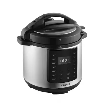 Panela elétrica multifunções CONCEPT CK8001, 5L, 900W, 10 programas, LED, panela cerâmica antiaderente, início diferido, função manter quente, Preto/Prateado