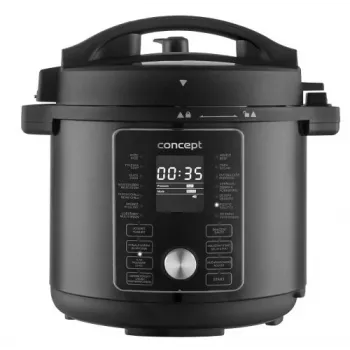 Panela elétrica multifunções CONCEPT CK8000 com função fritadeira de ar quente, panela 6L, cesto 3,5L, 1500W, 10 programas, Preto/Prateado