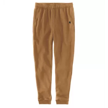 Calças de fato de treino Carhartt Hamilton Brown para homem - mistura de algodão e poliéster 13 oz, corte regular com perna afunilada, cintura elástica com cordão, punhos em canelado, bolsos laterais e traseiros, logótipo C bordado