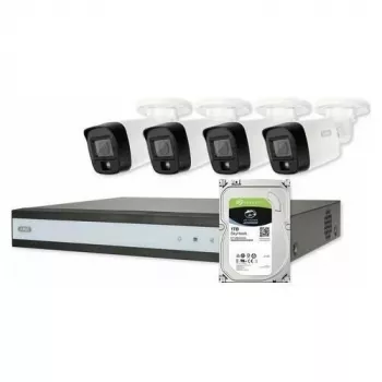 ABUS Security-Center TVVR33843T Conjunto completo com 4 câmaras mini-tube analógicas e gravador