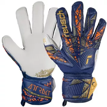 Luvas de guarda-redes Reusch Attrakt Grip azul-escuro/branco/laranja-vivo tamanho 11
