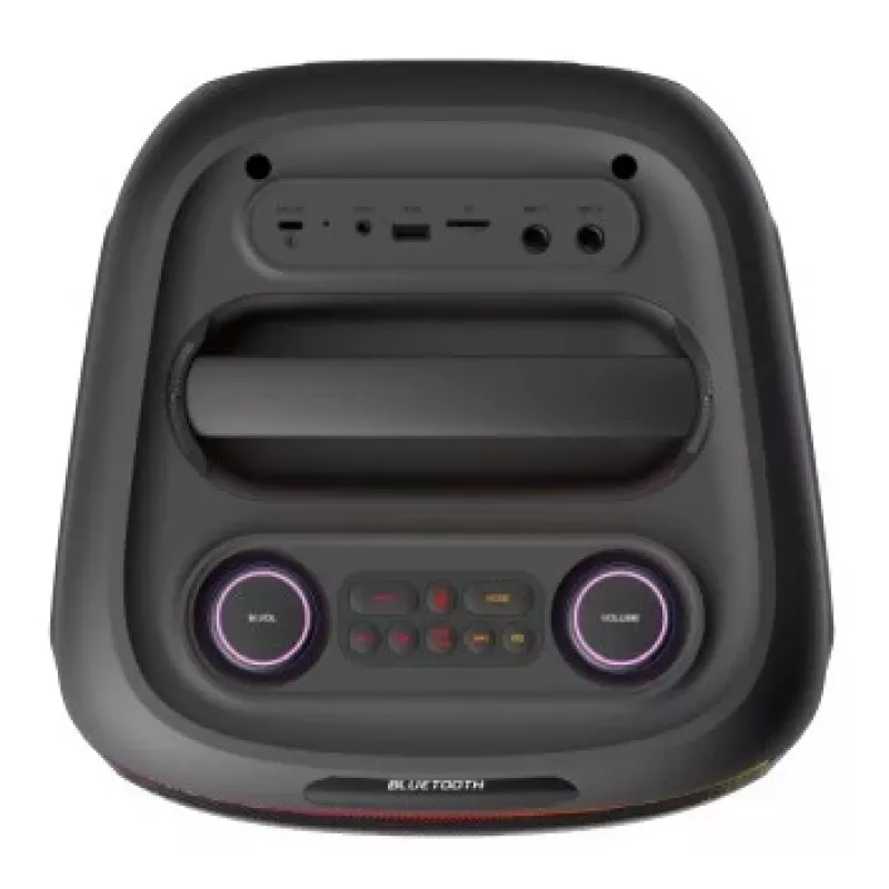 Denver BPS-270 Altifalante de festa portátil com Bluetooth, 400W PMPO, efeitos de luz LED, karaoke, rádio FM, USB/SD/AUX, entrada de microfone, Preto