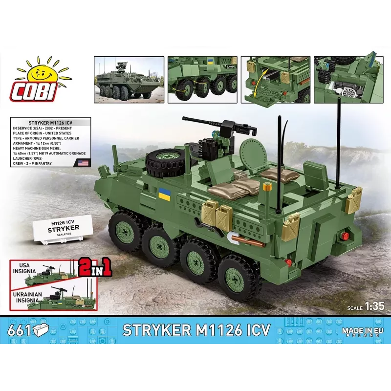 COBI Stryker M1126 ICV (escala 1:35) – Kit de montagem detalhado de veículo militar