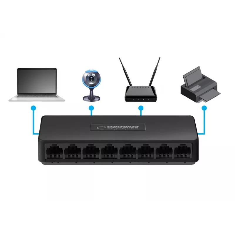 Esperanza NOVA ENS104 switch Gigabit de 8 portas 10/100/1000