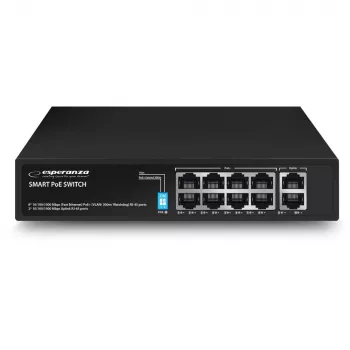 Switch PoE+ Esperanza 10 portas 10/100/1000 120W MATRIX ENS108