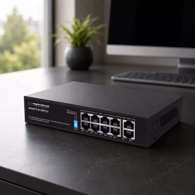 Switch PoE+ Esperanza 10 portas 10/100/1000 120W MATRIX ENS108