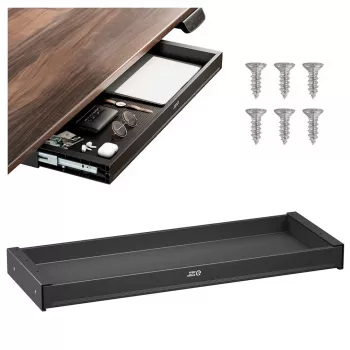 Gaveta plana para secretária ERGO OFFICE ER-302 B – gaveta de aço com corrediças, preta