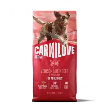 CARNILOVE ACTIVE Ração seca para cão com caça, rena e javali para cães adultos ativos de todas as raças 12 kg
