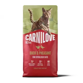 CARNILOVE ACTIVE Ração seca para gato com pato e faisão para gatos adultos esterilizados de todas as raças 6 kg
