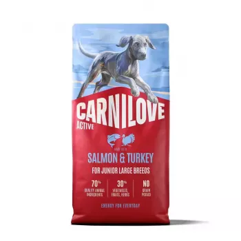 CARNILOVE ACTIVE Alimento seco para cães com salmão e peru para cachorros de raças grandes 12 kg