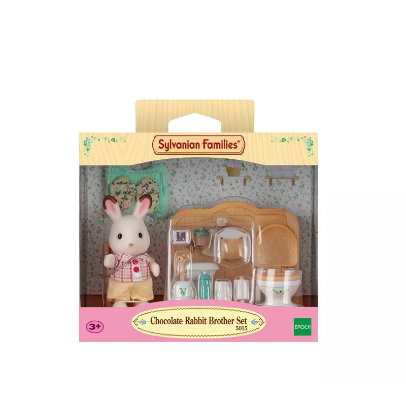 Sylvanian Families Chocolate Rabbit Brother conjunto de casa de banho