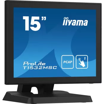 Iiyama ProLite T1532MSC-B5X monitor LED tátil capacitivo projetivo 15 polegadas - 1024x768 XGA, 10 pontos, HDMI, DVI, VGA, USB, frente IP54, 7H, altifalantes
