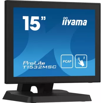 Iiyama ProLite T1532MSC-B5X monitor LED tátil capacitivo projetivo 15 polegadas - 1024x768 XGA, 10 pontos, HDMI, DVI, VGA, USB, frente IP54, 7H, altifalantes