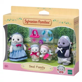 Conjunto de figuras Sylvanian Families família de focas - Glenn, Amanda e bebé Nicola com acessórios