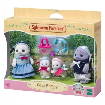 Conjunto de figuras Sylvanian Families família de focas - Glenn, Amanda e bebé Nicola com acessórios
