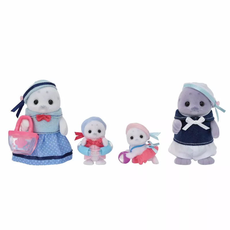 Conjunto de figuras Sylvanian Families família de focas - Glenn, Amanda e bebé Nicola com acessórios