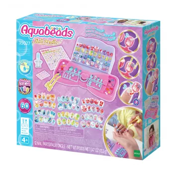 Conjunto inicial EPOCH Aquabeads Nail Studio - conjunto de arte de unhas com contas ativadas por água para crianças, mais de 100 designs, unhas reutilizáveis, sem cola, a partir dos 4 anos