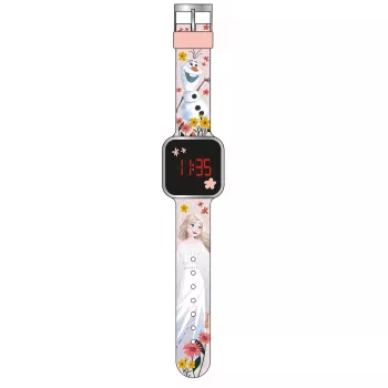 PULIO relógio digital LED Diakakis - relógio infantil Frozen com visor LED vermelho, bracelete de silicone azul/lilás, tema oficial Disney Frozen