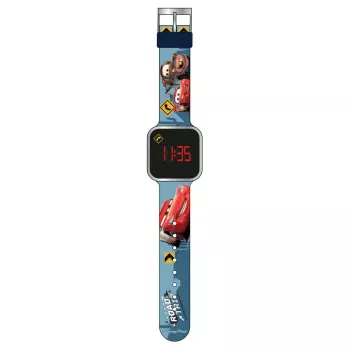 PULIO relógio digital infantil com visor LED - motivo Disney Pixar Cars, vermelho/preto
