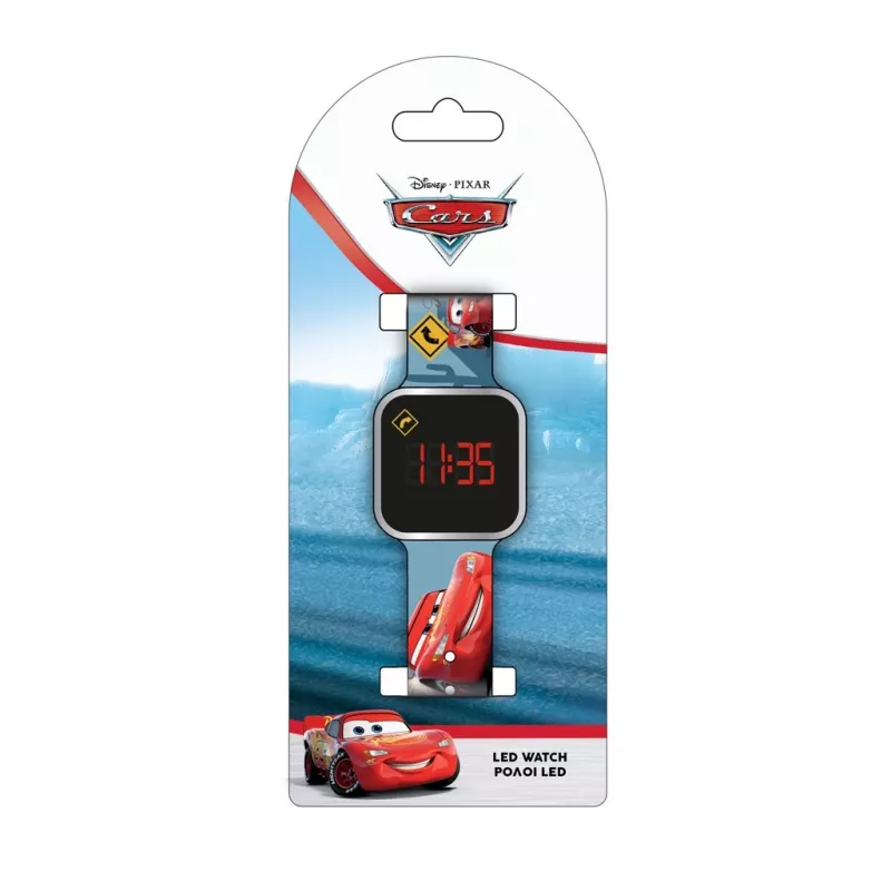 PULIO relógio digital infantil com visor LED - motivo Disney Pixar Cars, vermelho/preto