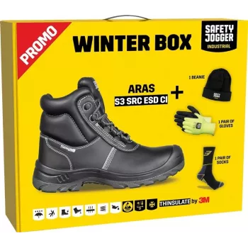 ARAS Winter Box com gadgets grátis – coluna Bluetooth, powerbank 5000 mAh, cabo de carregamento múltiplo e carregador de carro de duas portas, conjunto de presente