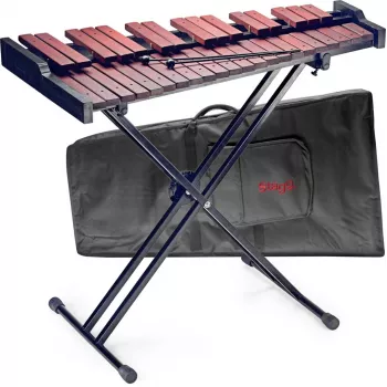 Stagg XYLO-SET-37 xilofone de 37 tons com suporte, saco e baquetas – F5-F8, lâminas Fibrasynth, ressonadores de alumínio