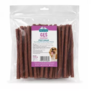 PETITTO Tiras de ganso tenras snacks para cães 500 g