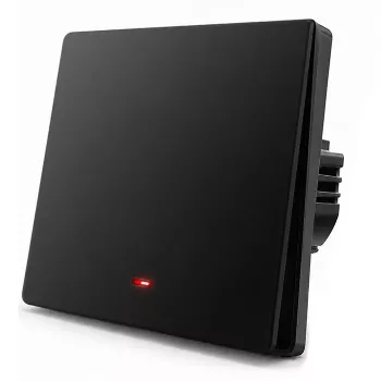 Interruptor de luz inteligente Wi-Fi Qoltec 52722, 1 canal, painel tátil, temporizador, Tuya/Smart Life, preto