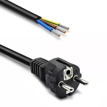 Cabo de alimentação Schuko CEE 7/7 para descarnado & estanhado QOLTEC 54598 3m H05VV-F 3x1,0mm² preto