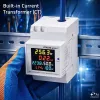 Qoltec Contador de energia monofásico 6 em 1 para calha DIN com TC de 100A, 230V, LCD, saída de impulsos