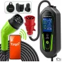 Carregador EV Qoltec Type 2 com corrente ajustável, 7 kW, 230 V, CEE 32 A, Wi-Fi, Tuya Smart Life, LCD, cabo de 5 m
