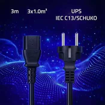 Cabo de alimentação QOLTEC 54627 Schuko para IEC C13 3m 3x1mm² preto