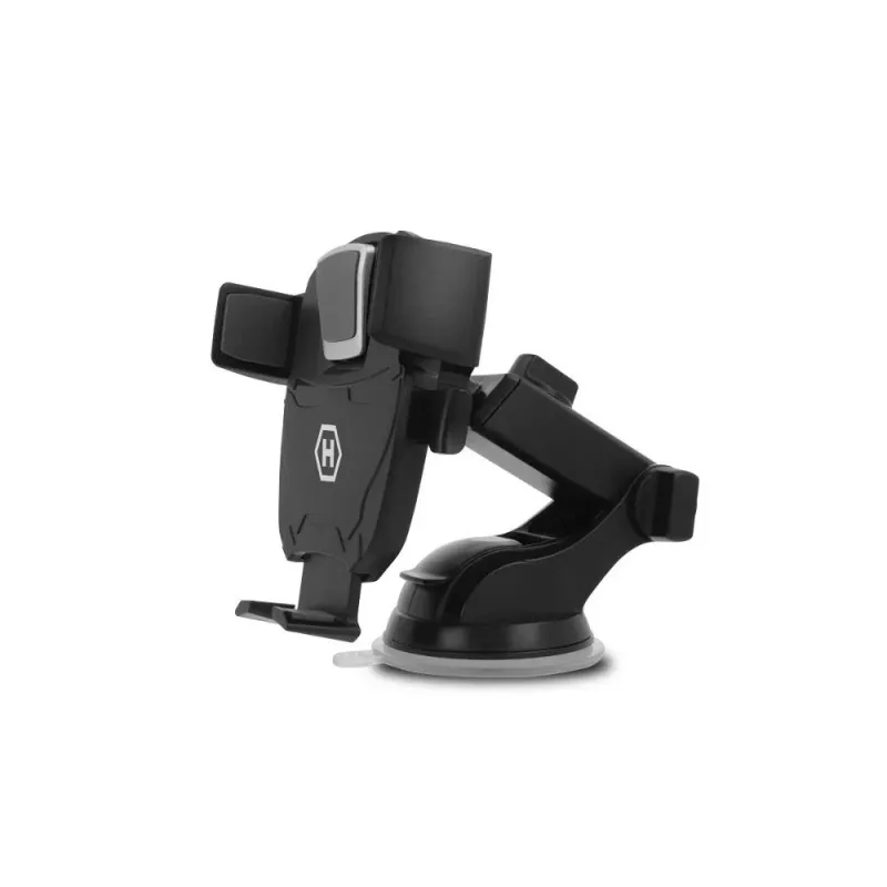 Suporte de automóvel HAMMER Extreme Universal para smartphone, para para-brisas e painel, com ventosa forte, rotação 360°, clipe ajustável, preto