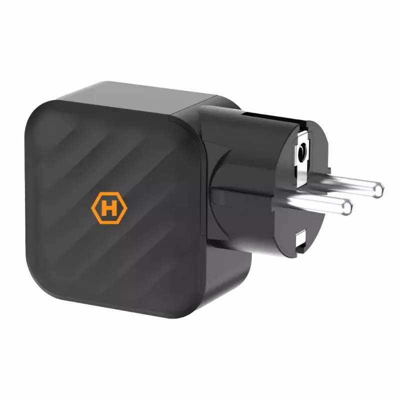 Fonte de alimentação GaN HAMMER RapidCharge 65W - 2x USB-C PD, 1x USB-A QC, preto