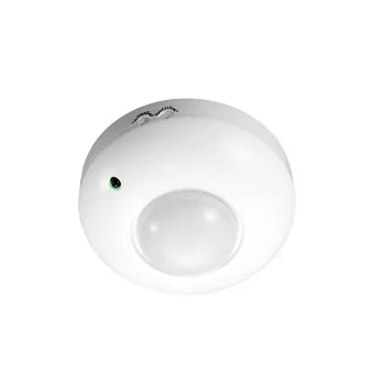 MACLEAN MCE19 Detetor de movimento PIR de teto – cobertura 360°, carga de lâmpadas incandescentes 1200 W / carga LED 300 W, tempo e lux ajustáveis, branco
