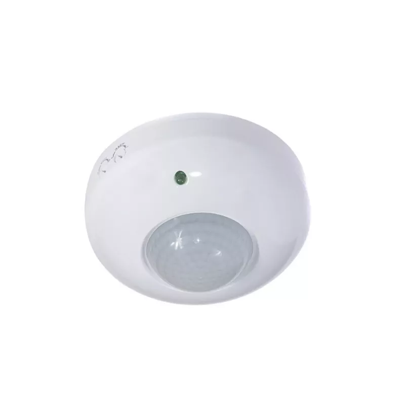 MACLEAN MCE19 Detetor de movimento PIR de teto – cobertura 360°, carga de lâmpadas incandescentes 1200 W / carga LED 300 W, tempo e lux ajustáveis, branco