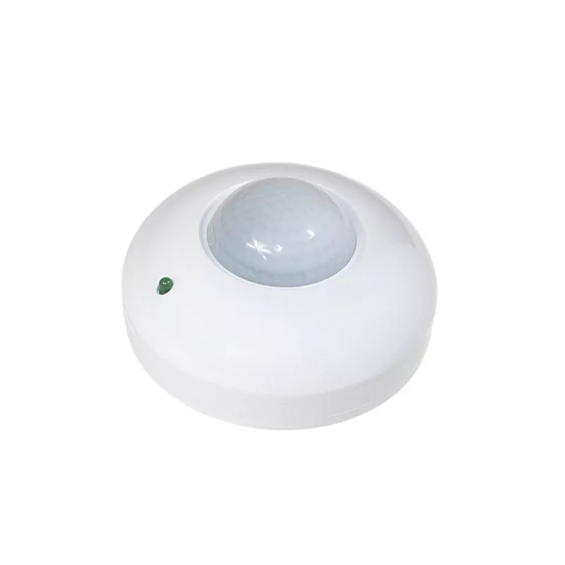 MACLEAN MCE19 Detetor de movimento PIR de teto – cobertura 360°, carga de lâmpadas incandescentes 1200 W / carga LED 300 W, tempo e lux ajustáveis, branco