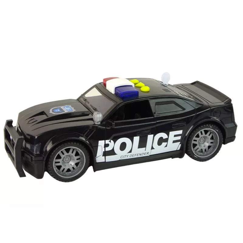 LEAN TOYS Carro de polícia 1:14 veículo RC com luzes e sons preto